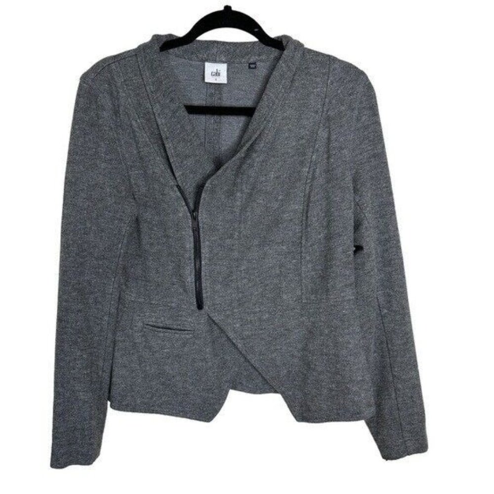 Cabi # 3556 Women Small Gray Asymmetrical Flint Gray Ponte Moto Rebel Jacket - Picture 2 of 13